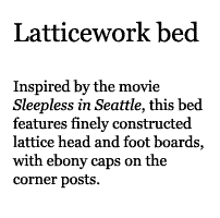 Text description of Latticework bed.
