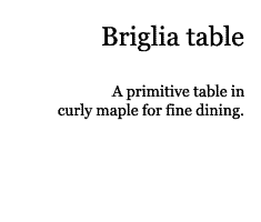 Text description of Briglia table.