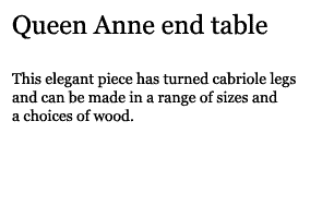Text description of Queen Anne end table.